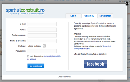 Introdu datele in formulat sau foloseste Facebook