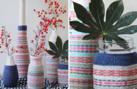 Pentru sezonul rece: vaze si ghivece decorate cu.. sosete