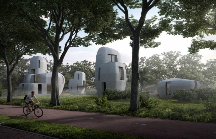 Viitorul construcțiilor? În Olanda se construiește o micro-comunitate de case imprimate 3D